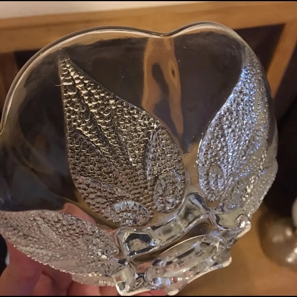 Vintage 1970s Leaf Glass Candy Bowl